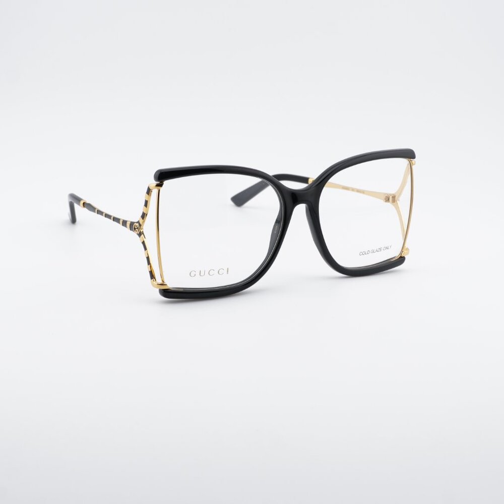 Gucci GG0592O 001 Eyeglasses Black/Gold 60mm Butterfly Frame - Picture 6 of 11